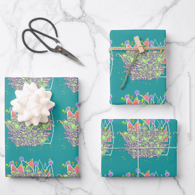 Lime Green Flowers Gift  Wrapping Paper Sheet (Front)
