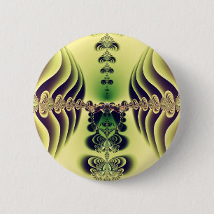 Lime Green Fractal Symmetry Abstract Art 6 Cm Round Badge