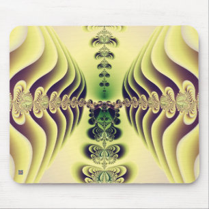 Lime Green Fractal Symmetry Abstract Art Mouse Pad