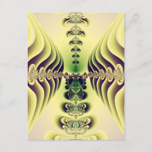 Lime Green Fractal Symmetry Abstract Art Postcard
