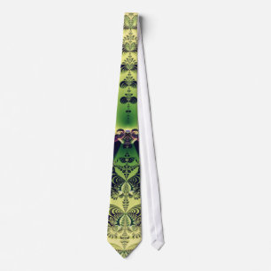 Lime Green Fractal Symmetry Abstract Art Tie