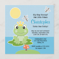 Lime Green Frog Prince Birthday Invitations