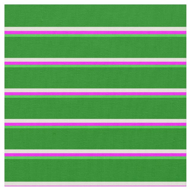 Lime Green, Fuchsia, Beige & Green Pattern Fabric (Close Up)