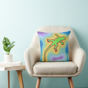 Lime green gecko cushion
