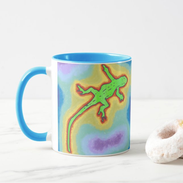 Lime green gecko mug (With Donut)