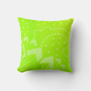 Lime Green geomentric dot stripe graphic pattern Cushion