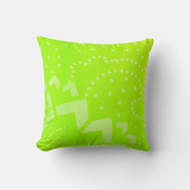Lime Green geomentric dot stripe graphic pattern Cushion (Front)