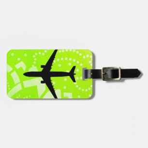 Lime Green geomentric dot stripe graphic pattern Luggage Tag