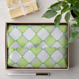 Lime Green Geometric Diamond Pattern Tissue Paper