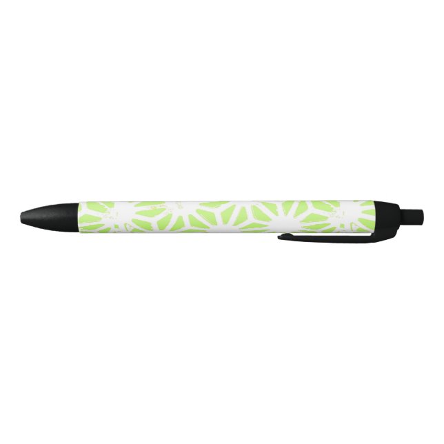 Lime green geometric pattern black ink pen (Bottom)