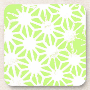 Lime green geometric pattern coaster