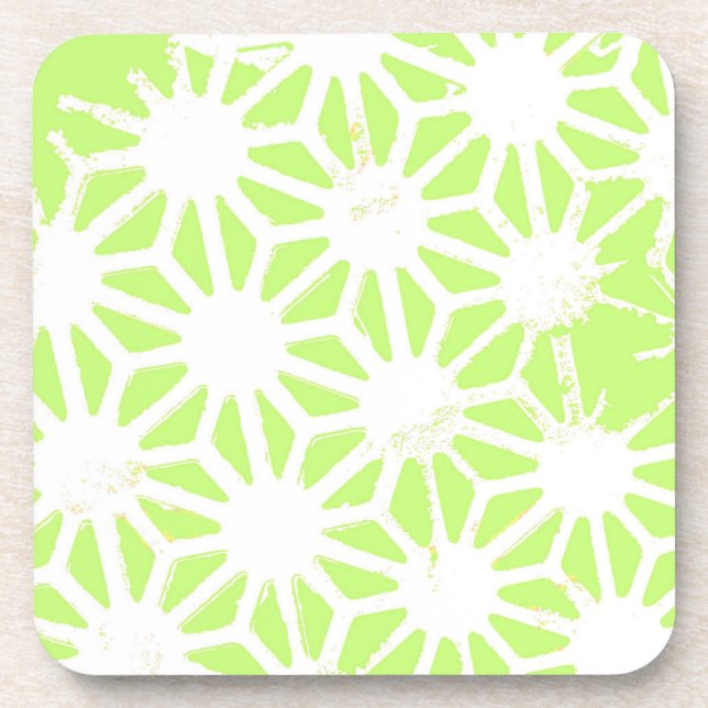 Lime green geometric pattern coaster (Front)
