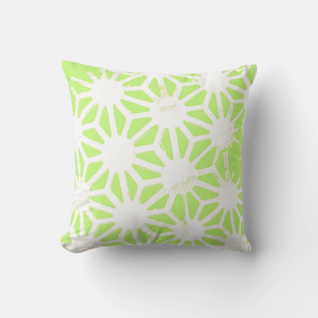 Lime green geometric pattern cushion (Front)