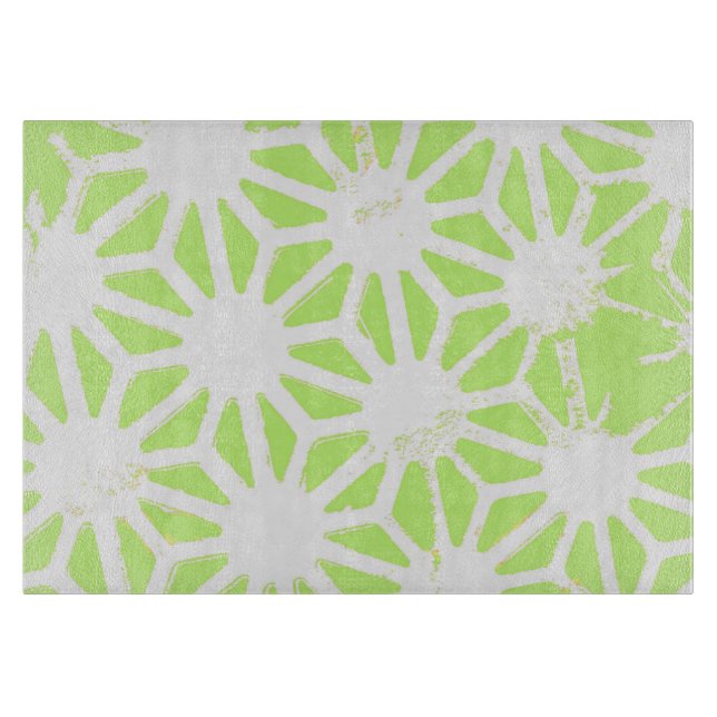 Lime green geometric pattern cutting board (Front)