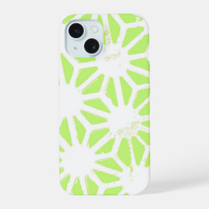 Lime green geometric pattern iPhone 15 case