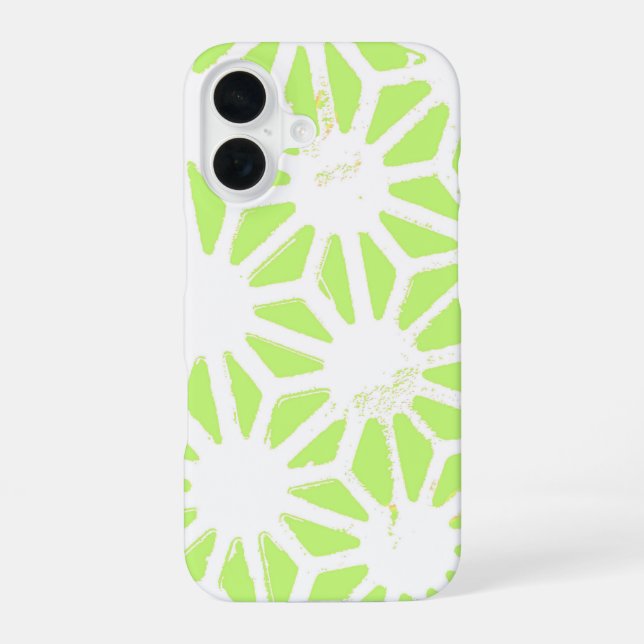 Lime green geometric pattern iPhone 16 case (Back)
