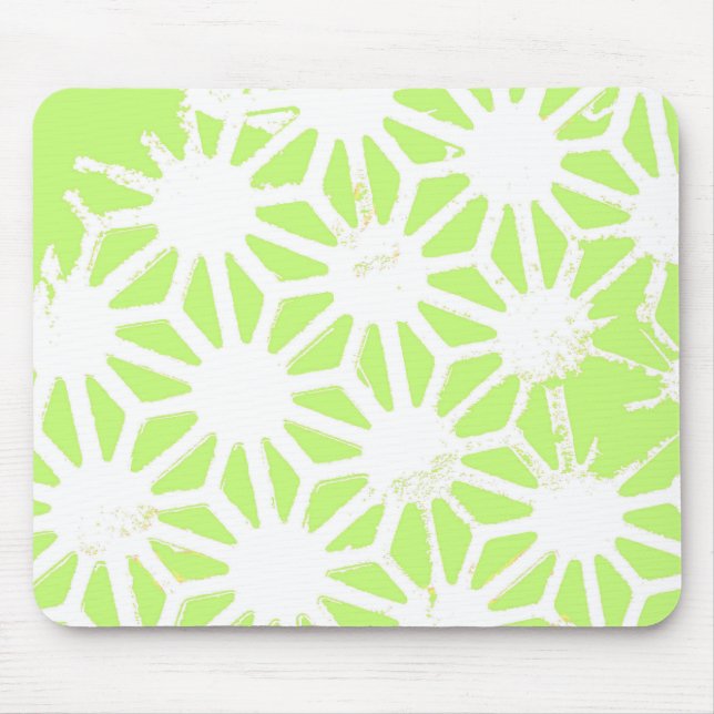 Lime green geometric pattern mouse pad (Front)