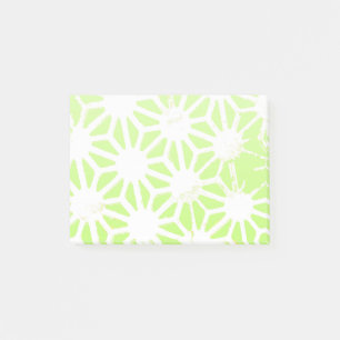 Lime green geometric pattern post-it notes