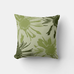 Lime Green Gerbera Flowers Cushion