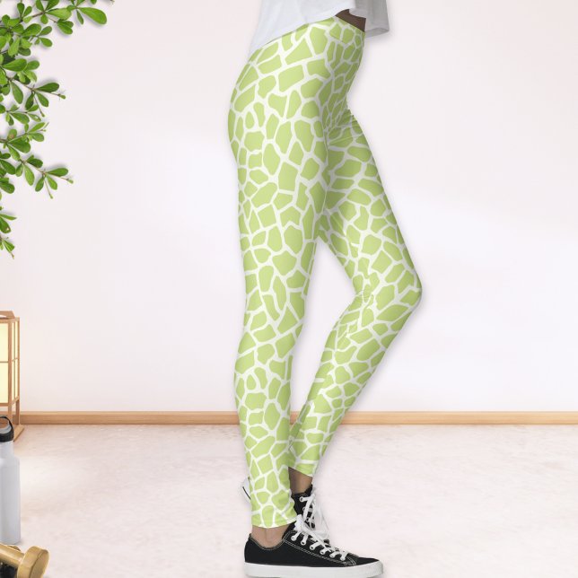 Lime Green Giraffe Spots Pattern Abstract  Leggings (Creator Uploaded)