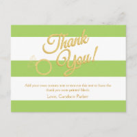 Lime Green, Glitter and Stripes Thank You Cards