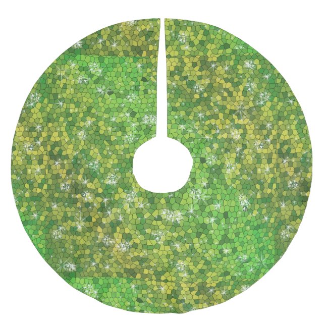 Lime Green Glitter Christmas Magic Sparkle Brushed Polyester Tree Skirt (Front)