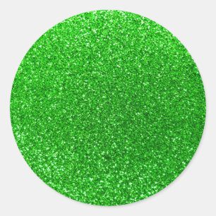 Lime green glitter classic round sticker