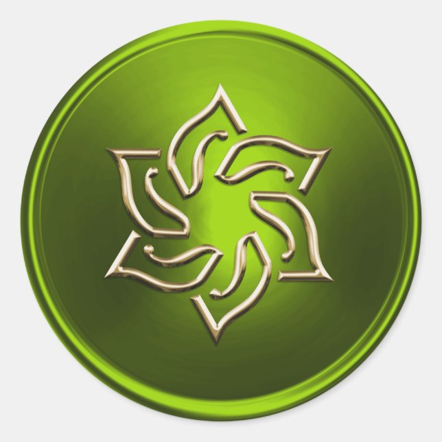 Lime Green Gold Star of David Envelope Seal (Front)