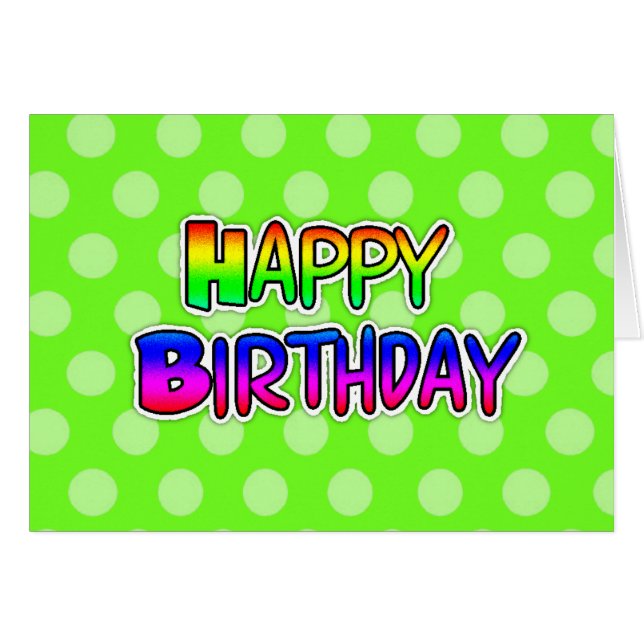 Lime Green  Graffiti Text Happy Birthday Card (Front Horizontal)
