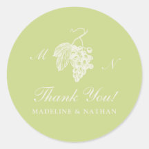 Lime Green Grape Monogram Wedding Sticker