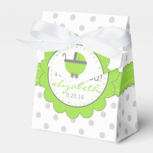 Lime Green & Grey Polka Dots-Baby Shower Favour Box