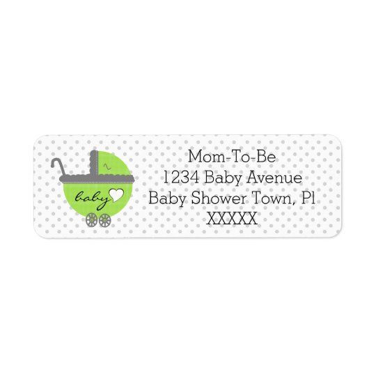 Lime Green & Grey Polka Dots-Baby Shower Return Address Label