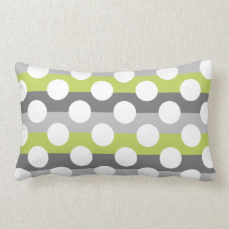 Lime Green Grey White Modern Polka Dot Pattern Lumbar Cushion