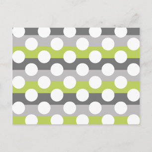 Lime Green Grey White Modern Polka Dot Pattern Postcard