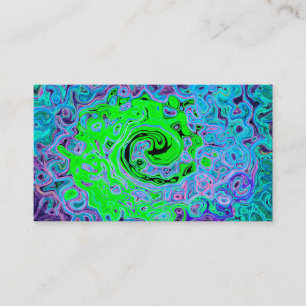 Lime Green Groovy Abstract Retro Liquid Swirl Business Card