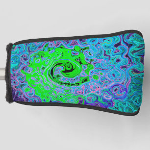 Lime Green Groovy Abstract Retro Liquid Swirl Golf Head Cover