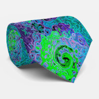 Lime Green Groovy Abstract Retro Liquid Swirl