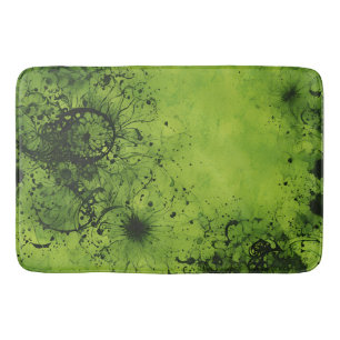 Lime Green Grunge with Black Accents Bath Mat