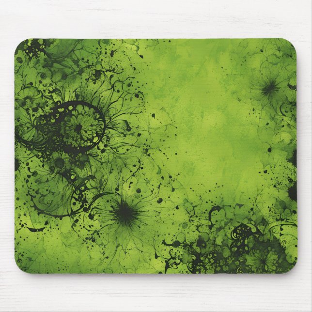 Lime Green Grunge with Black Accents Mouse Pad (Front)