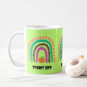 Lime Green Halloween Rainbow Pumpkin Spooky Sips Coffee Mug