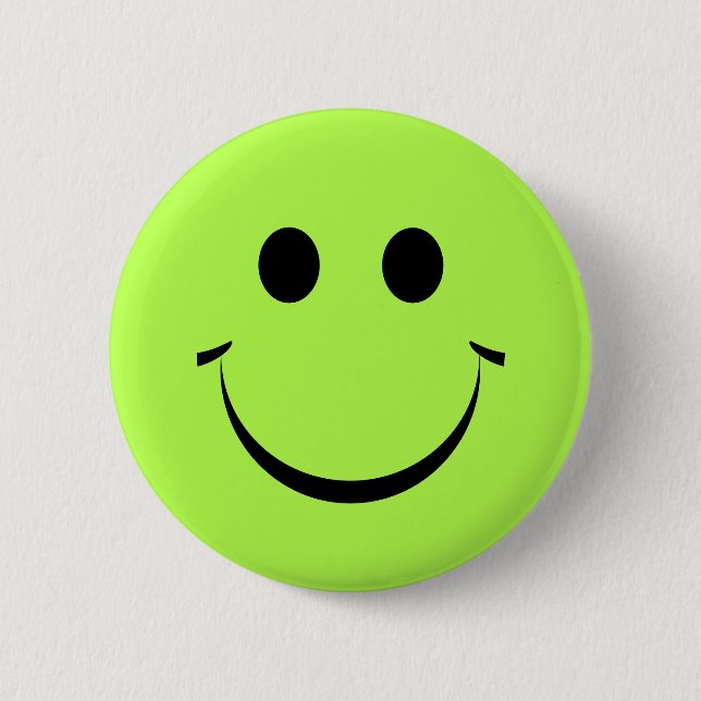 Lime Green Happy Face 6 Cm Round Badge (Front)