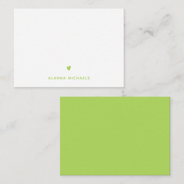 Lime Green Heart and Name Card (Front/Back)