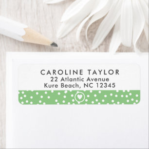 Lime Green Heart & Dots Girl Preppy Return Address Label