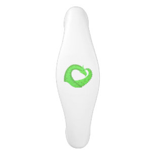 Lime green heart dragon on white ceramic cabinet pull