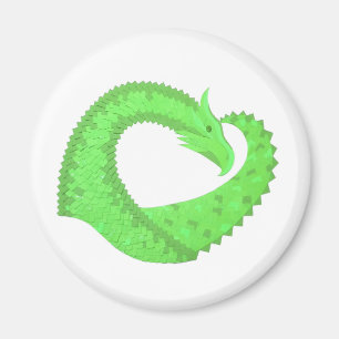 Lime green heart dragon on white magnet