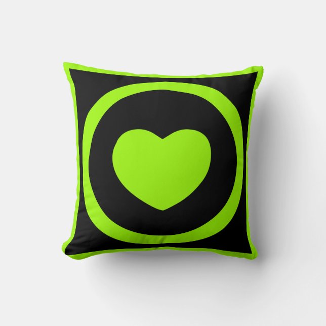 Lime Green Hearts Pillow (Front)