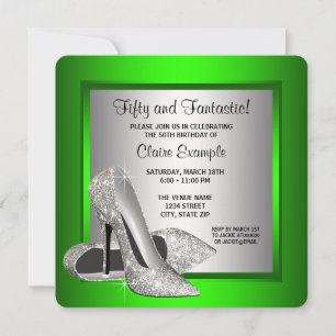 Lime Green High Heels Womans Birthday Party Invitation