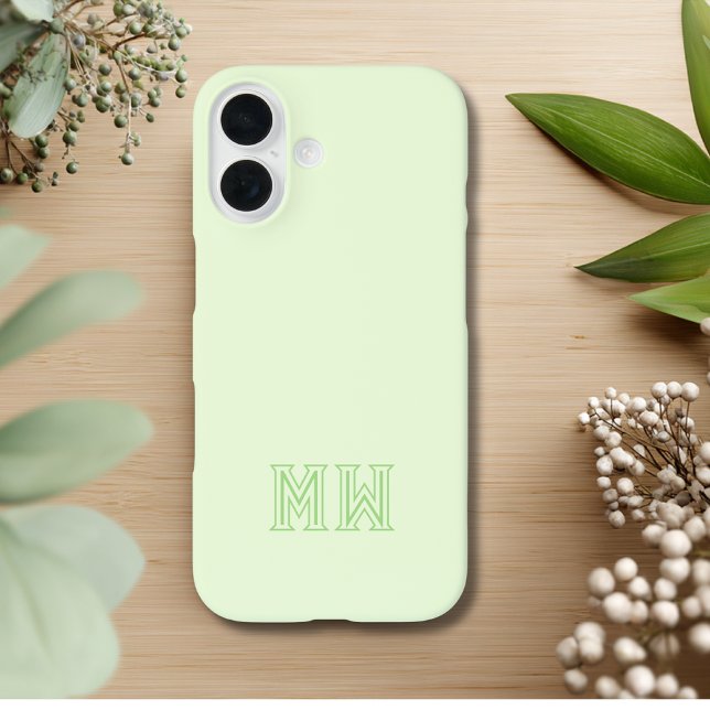 Lime Green Initials Monogram Simple Minimal  Case-Mate iPhone Case (Creator Uploaded)