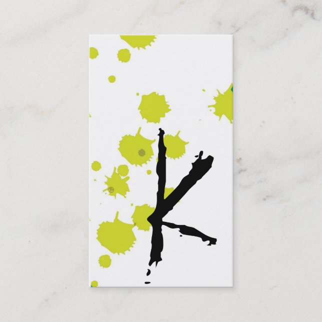 Lime Green Ink Splot Make Up Artist Business Card (Front)