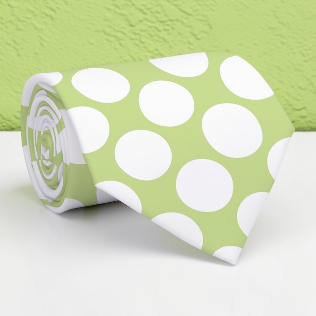 Lime Green Jumbo Polka Dots Custom Necktie (Creator Uploaded)